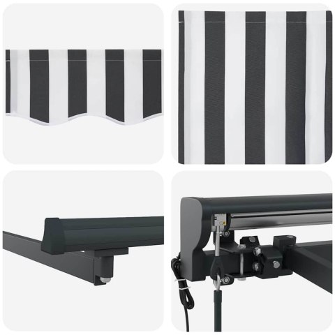 MARKIZA ZWIJANA ANTRACYTOWY I BIAŁY 300X250CM TKANINA