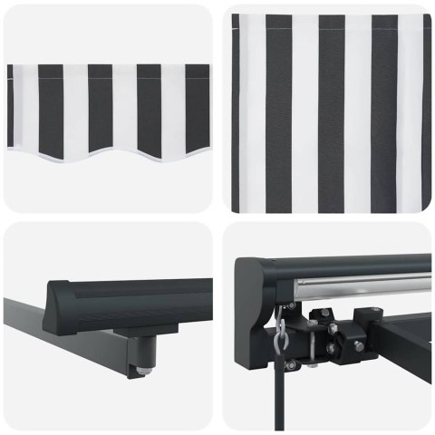 MARKIZA ZWIJANA ANTRACYTOWY I BIAŁY 350X250CM TKANINA