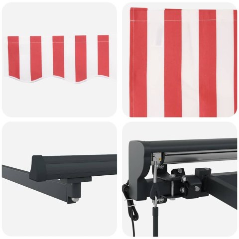 MARKIZA ZWIJANA CZERWONO-BIAŁY PASEK 350X250CM TKANINA