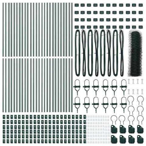 OGRODZENIE Z SŁUPKAMI ZIELONY 0.4X100 M STAL POKRYTA PCV