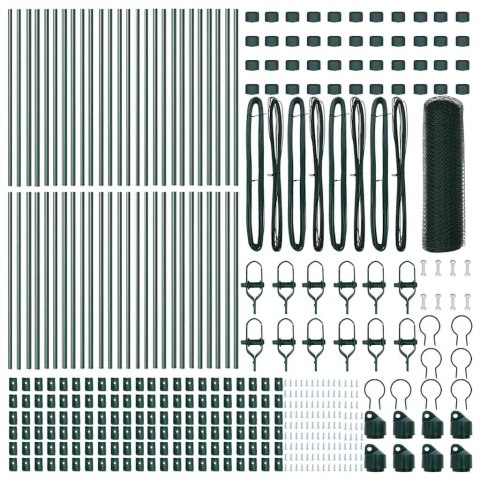 OGRODZENIE Z SŁUPKAMI ZIELONY 0.5X100 M STAL POKRYTA PCV