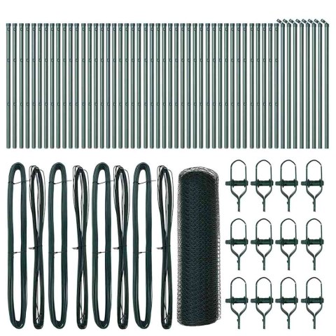 OGRODZENIE Z SŁUPKAMI ZIELONY 0.8X100M STAL POKRYTA PCV