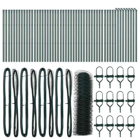 OGRODZENIE Z SŁUPKAMI ZIELONY 0.8X100 M STAL POKRYTA PCV