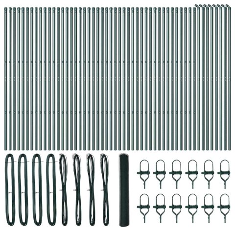 OGRODZENIE Z SŁUPKAMI ZIELONY 1X100 M STAL POKRYTA PCV