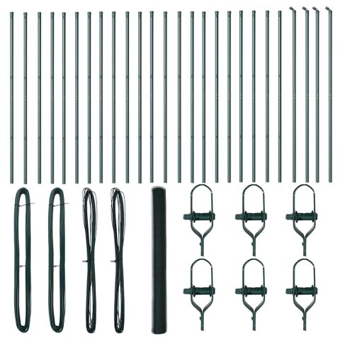 OGRODZENIE Z SŁUPKAMI ZIELONY 1.5X50M STAL POKRYTA PCV