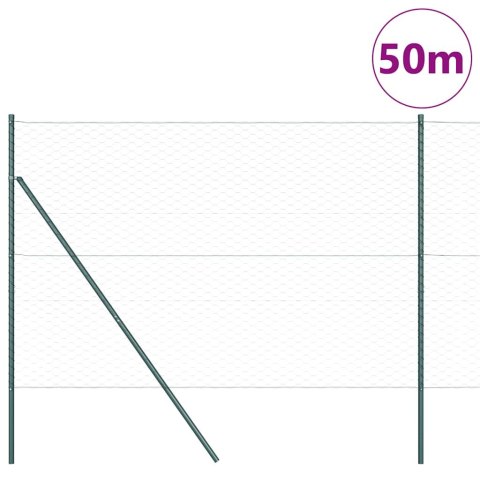 OGRODZENIE Z SŁUPKAMI ZIELONY 1.5X50M STAL POKRYTA PCV