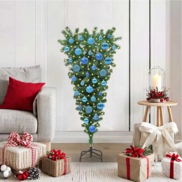 ODWRÓCONE SZTUCZNE PRE-LIT CHOINKA ŚWIĄTECZNA Z ZESTAWEM KUL