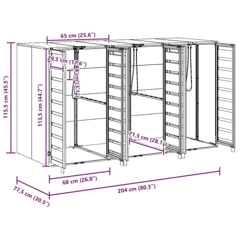 PRZECHOWALNIA NA 3 KOSZE NA ODPADY ANTRACYT