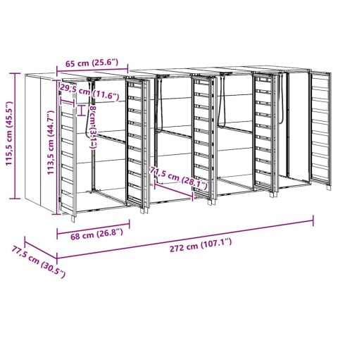 PRZECHOWALNIA NA 3 KOSZE NA ODPADY ANTRACYT