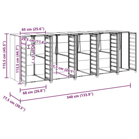 PRZECHOWALNIA NA 3 KOSZE NA ODPADY ANTRACYT
