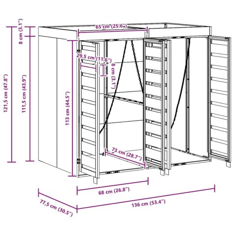 PRZECHOWALNIA NA 3 KOSZE NA ODPADY ANTRACYT