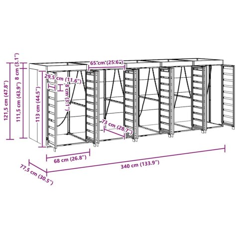 PRZECHOWALNIA NA 3 KOSZE NA ODPADY ANTRACYT