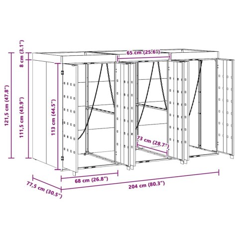 PRZECHOWALNIA NA 3 KOSZE NA ODPADY JASNOSZARY