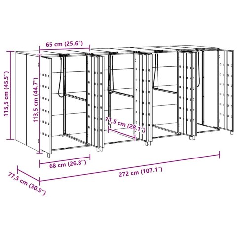 PRZECHOWALNIA NA 3 KOSZE NA ODPADY SREBRNY