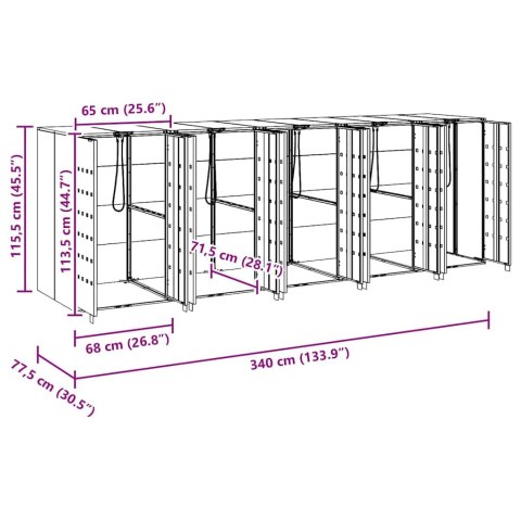 PRZECHOWALNIA NA 3 KOSZE NA ODPADY SREBRNY
