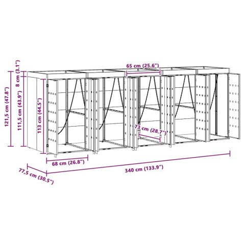 PRZECHOWALNIA NA 5 KOSZY NA ODPADY JASNOSZARY
