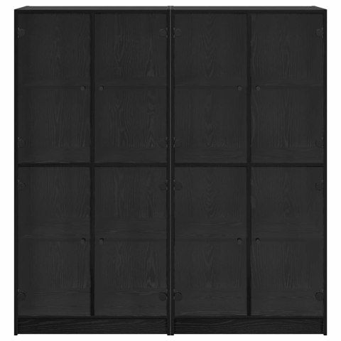 KOMODA 2 SZT. CZARNY DĄB 136X37X142CM