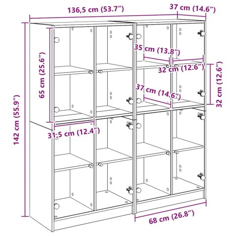 KOMODA 2 SZT. CZARNY DĄB 136X37X142CM