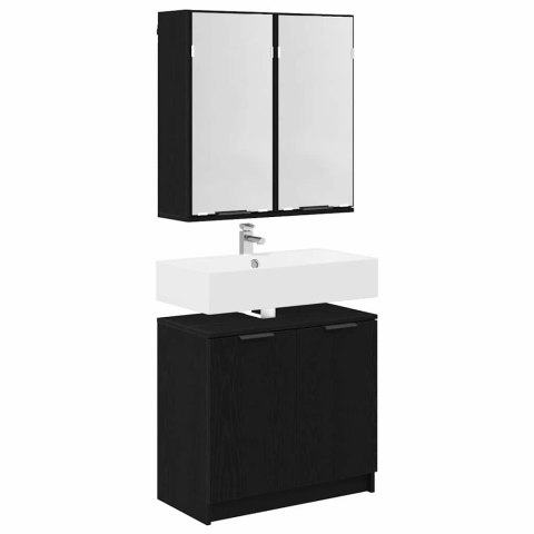 ZESTAW SZAFEK ŁAZIENKOWYCH Z PÓŁKĄ Z DRZWIAMI 2 SZT CZARNY DĄB