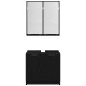 ZESTAW SZAFEK ŁAZIENKOWYCH Z PÓŁKĄ Z DRZWIAMI 2 SZT CZARNY DĄB