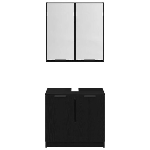 ZESTAW SZAFEK ŁAZIENKOWYCH Z PÓŁKĄ Z DRZWIAMI 2 SZT CZARNY DĄB