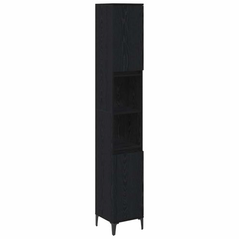 ZESTAW MEBLI ŁAZIENKOWYCH Z PÓŁKĄ Z DRZWIAMI 3 SZT CZARNY DĄB