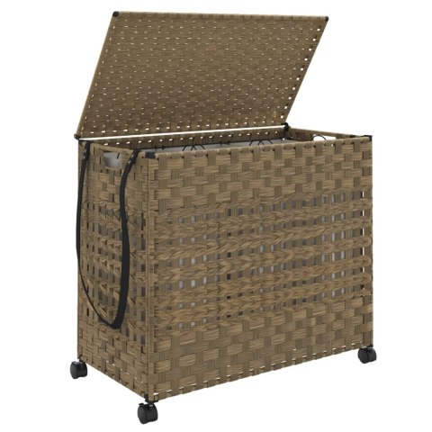 KOSZ NA PRANIE Z KÓŁKAMI 66X35X60CM RATTAN