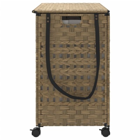 KOSZ NA PRANIE Z KÓŁKAMI 66X35X60CM RATTAN