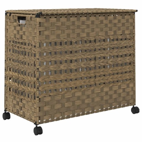 KOSZ NA PRANIE Z KÓŁKAMI 66X35X60CM RATTAN