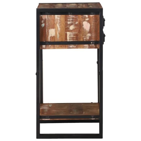 STOLIK KOŃCOWY Z SZUFLADĄ WIELOKOLOROWE LITE ODZYSKANE DREWNO