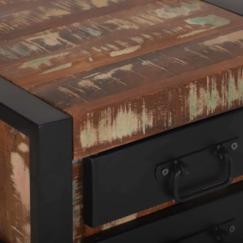 STOLIK KOŃCOWY Z SZUFLADĄ WIELOKOLOROWE LITE ODZYSKANE DREWNO