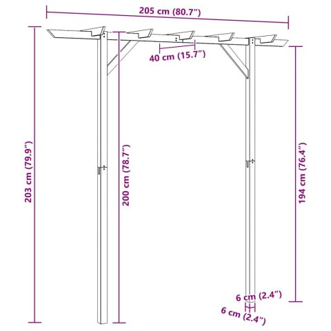 PERGOLA OGRODOWA 205X 40X 203CM DREWNO