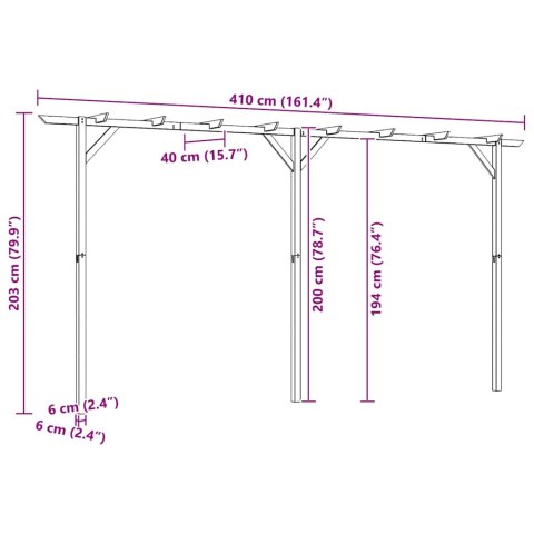 PERGOLA OGRODOWA 410X 40X 203CM DREWNO