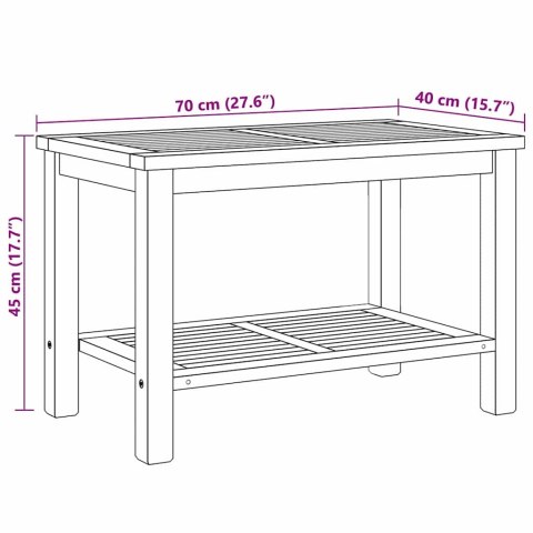 STOLIK KAWOWY BRĄZOWY 70X40X45CM LITE DREWNO TEKOWE