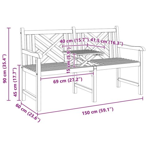 ŁAWKA INNY BRĄZOWY 150X60X90CM LITE DREWNO TEKOWE