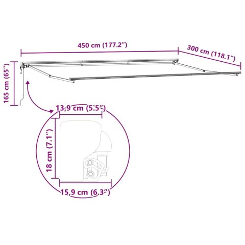 RAMA MARKIZY ANTRACYT 4,5 × 3M
