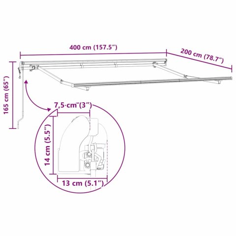 RAMA MARKIZY BIAŁY 4X2M METAL