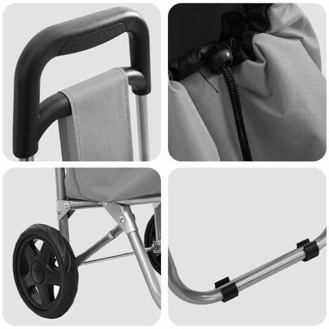 WÓZEK NA ZAKUPY SZARY 35X28X92CM TKANINA OXFORD