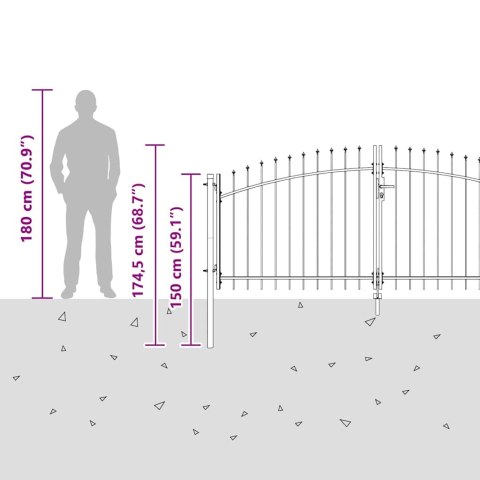 BRAMA OGRODOWA Z BLOKADĄ SZARY 125X300CM STAL