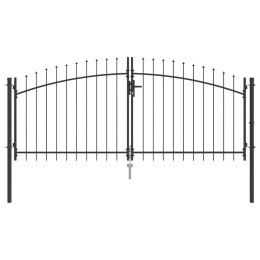 BRAMA OGRODOWA Z BLOKADĄ SZARY 150X300CM STAL