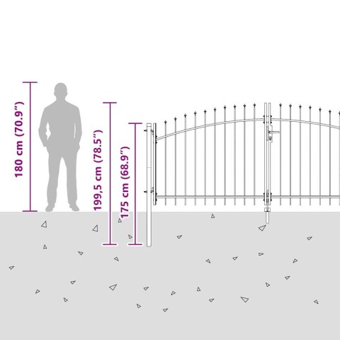 BRAMA OGRODOWA Z BLOKADĄ SZARY 150X300CM STAL