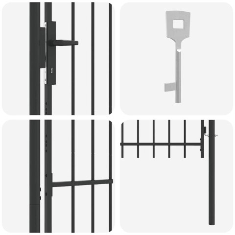 VidaXL Brama ogrodzeniowa Szary 100 x 150 cm Stal Pokryta Proskiem