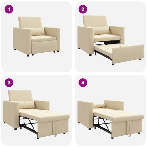 VidaXL Sofa łóżko jednoosobowe Kremowy 90 x 165 x 87 cm tkanina