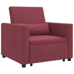 VidaXL Sofa łóżko jednoosobowe czerwone wino 90 x 165 x 87 cm tkanina