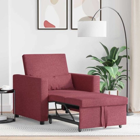 VidaXL Sofa łóżko jednoosobowe czerwone wino 90 x 165 x 87 cm tkanina