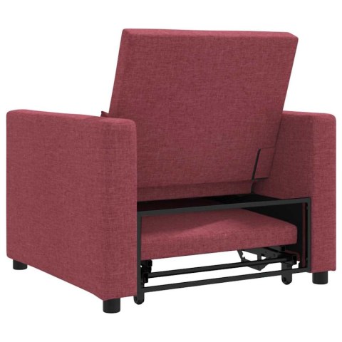VidaXL Sofa łóżko jednoosobowe czerwone wino 90 x 165 x 87 cm tkanina