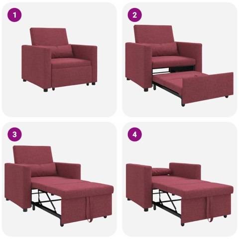 VidaXL Sofa łóżko jednoosobowe czerwone wino 90 x 165 x 87 cm tkanina