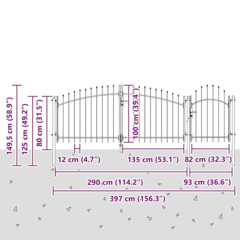 BRAMA OGRODOWA CZARNY 100X400CM