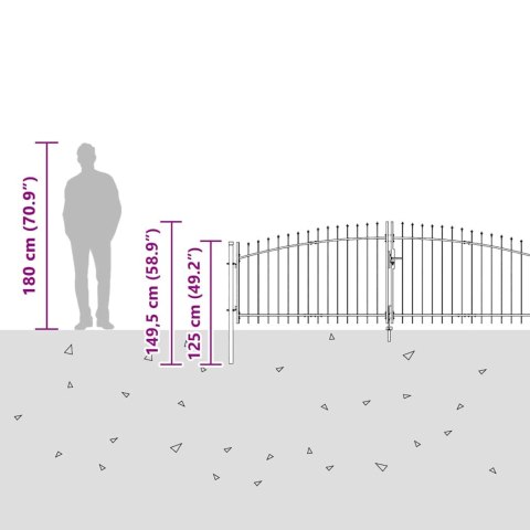 VidaXL Brama ogrodowa Czarny 100 x 500 cm