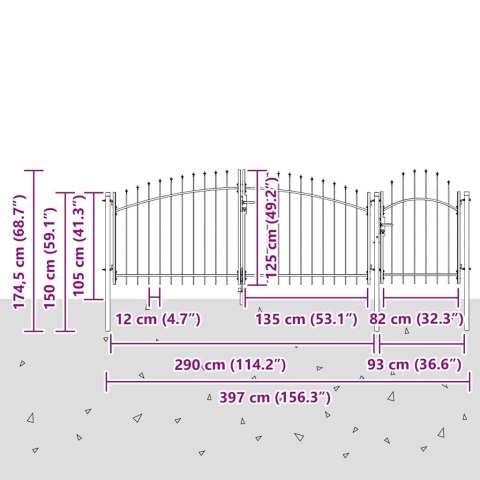 BRAMA OGRODOWA CZARNY 125X400CM